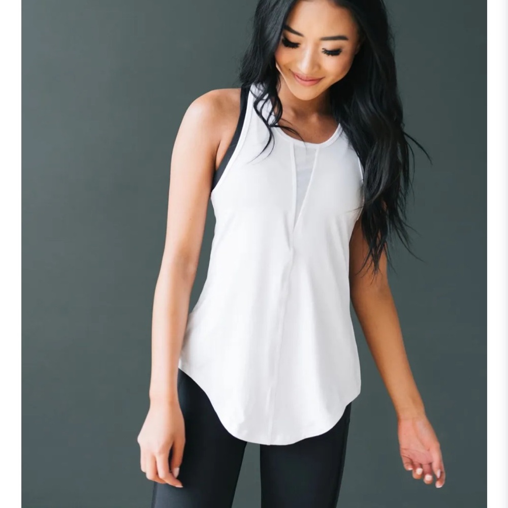 White Sleeveless Athletic Tank Top by Zyia